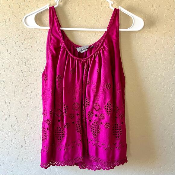 Anthropologie fuchsia pink eyelet lace blouse - Picture 4 of 9